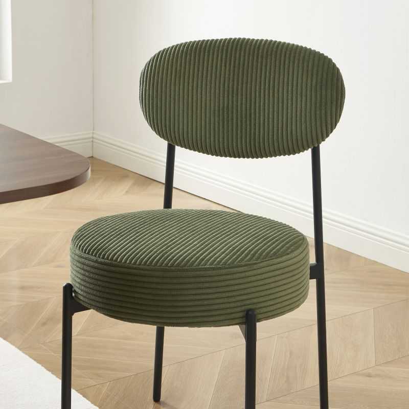 Lot de 2 chaises TEINA velours cotele vert