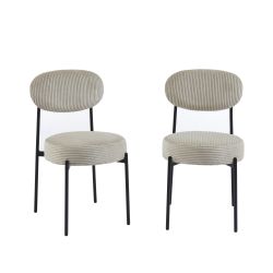 Lot de 2 chaises TEINA velours cotele taupe
