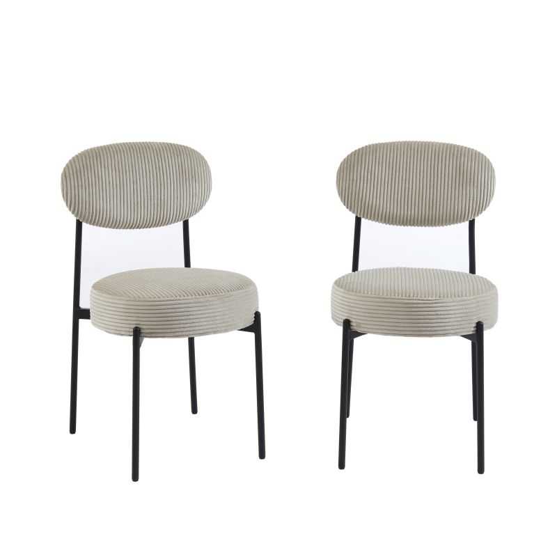 Lot de 2 chaises TEINA velours cotele taupe