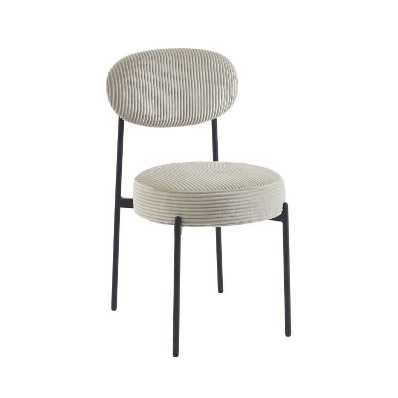Lot de 2 chaises TEINA velours cotele taupe