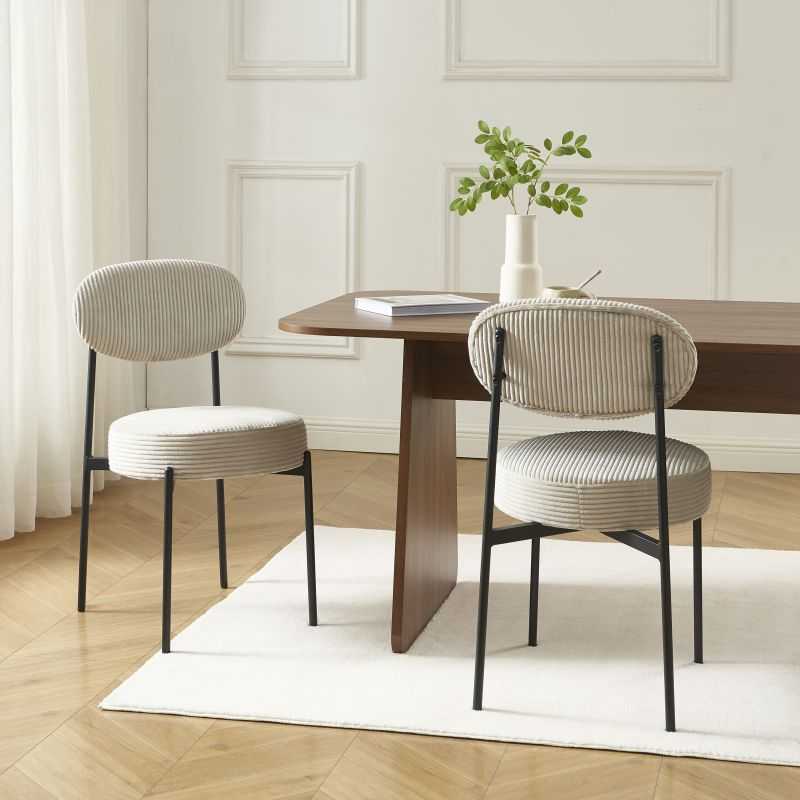 Lot de 2 chaises TEINA velours cotele taupe