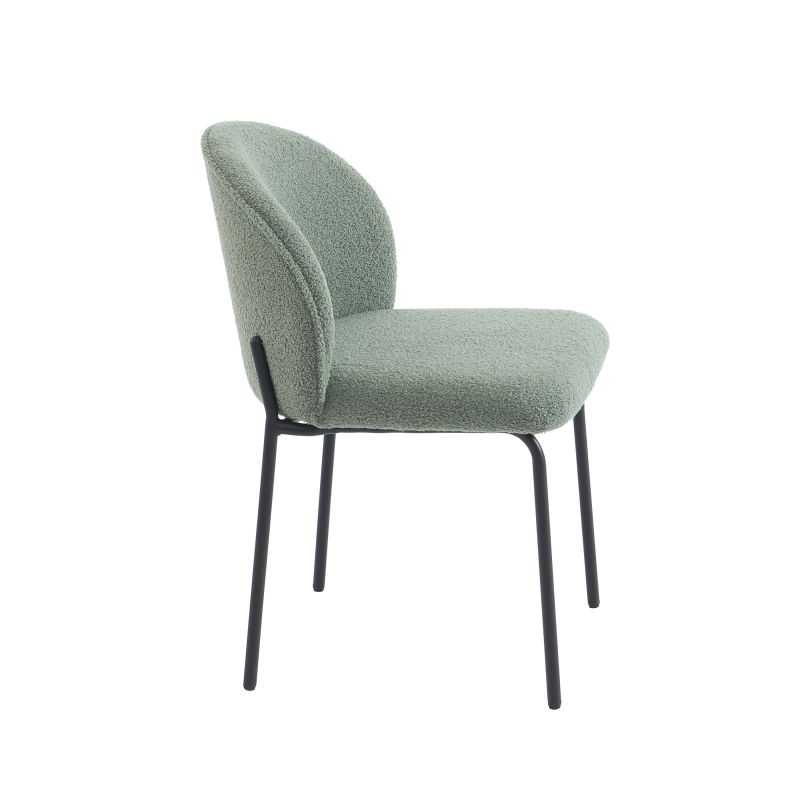 Lot de 2 chaises ZANA tissu bouclette vert