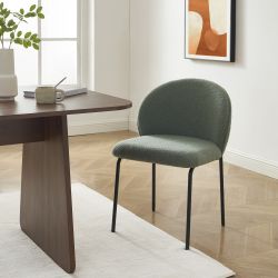 Lot de 2 chaises ZANA tissu bouclette vert