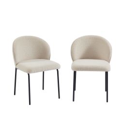 Lot de 2 chaises ZANA tissu bouclette taupe