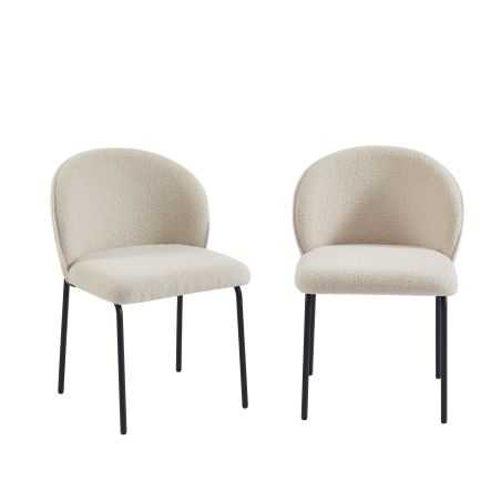 Lot de 2 chaises ZANA tissu bouclette taupe