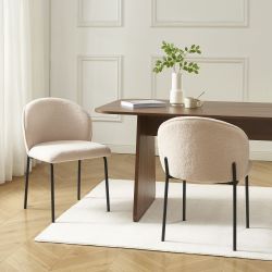 Lot de 2 chaises ZANA tissu bouclette taupe