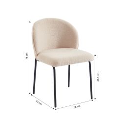Lot de 2 chaises ZANA tissu bouclette taupe