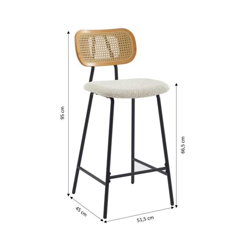 Lot de 2 TINA tabourets tissu bouclette crème