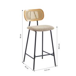 Lot de 2 TINA tabourets tissu bouclette taupe