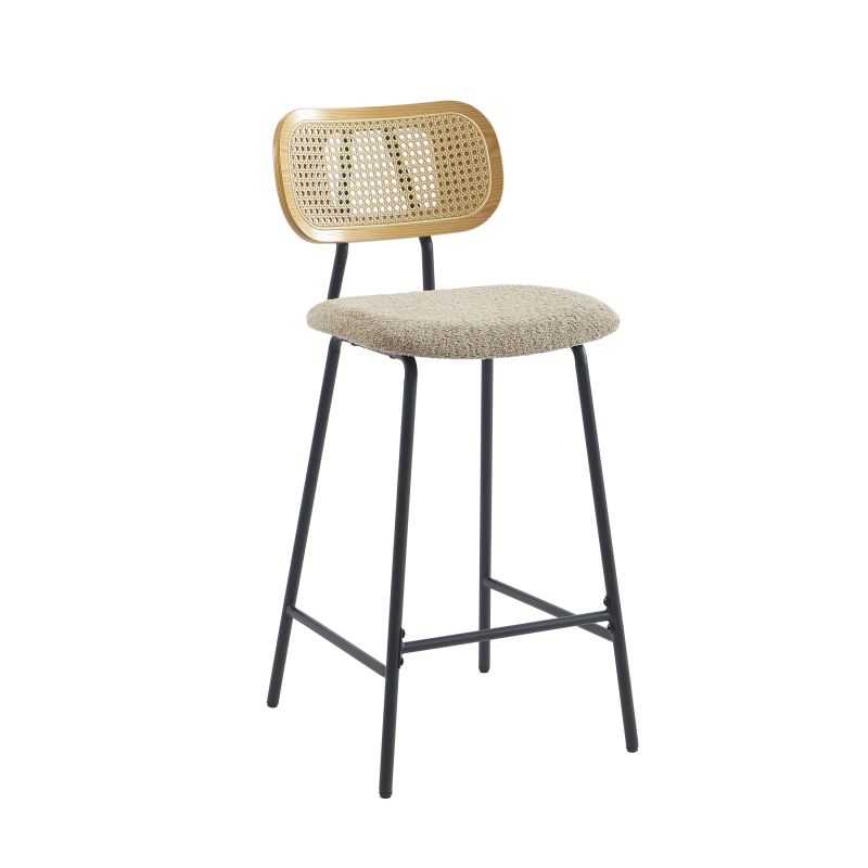 Lot de 2 TINA tabourets tissu bouclette taupe