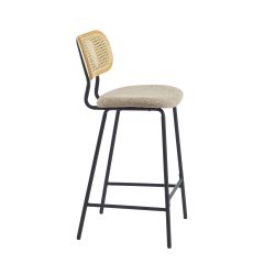 Lot de 2 TINA tabourets tissu bouclette taupe