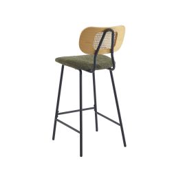 Lot de 2 TINA tabourets tissu bouclette vert