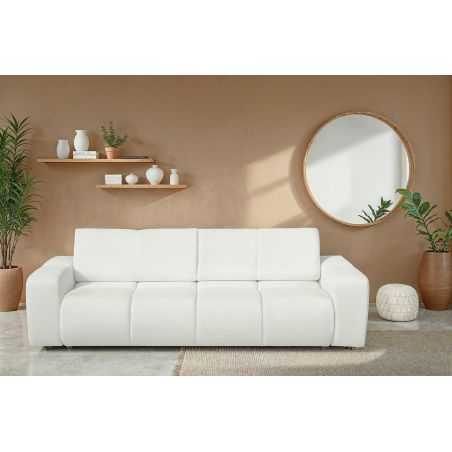 Canapé droit convertible SORELLA 3 places tissu chenille écru