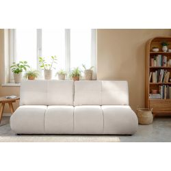 Canapé droit convertible TASCA 3 places tissu bouclette grège