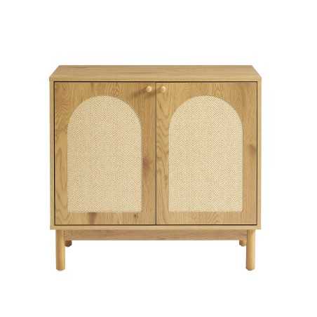 Buffet BAAMA effet chêne et cannage rotin 2 portes 80cm