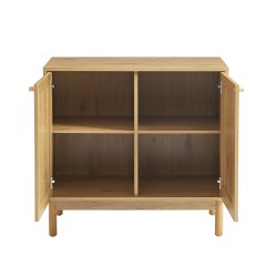 Buffet BAAMA effet chêne et cannage rotin 2 portes 80cm