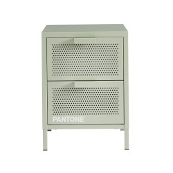 Table de chevet PANTONE métal vert amande double tiroirs 40cm
