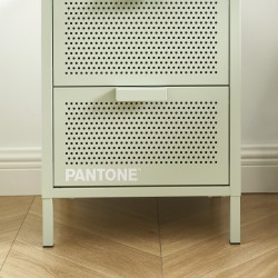 Table de chevet PANTONE métal vert amande double tiroirs 40cm
