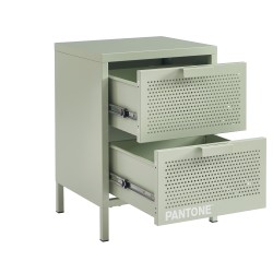 Table de chevet PANTONE métal vert amande double tiroirs 40cm