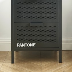 Table de chevet PANTONE métal gris anthracite double tiroirs 40cm