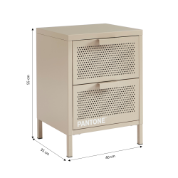 Table de chevet PANTONE métal taupe double tiroirs 40cm