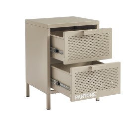 Table de chevet PANTONE métal taupe double tiroirs 40cm