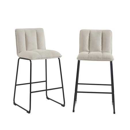 Lot de 2 tabourets ISOLA tissu crème h75cm
