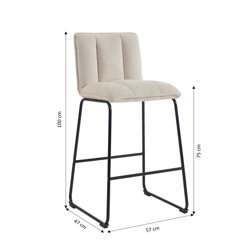 Lot de 2 tabourets ISOLA tissu crème h75cm