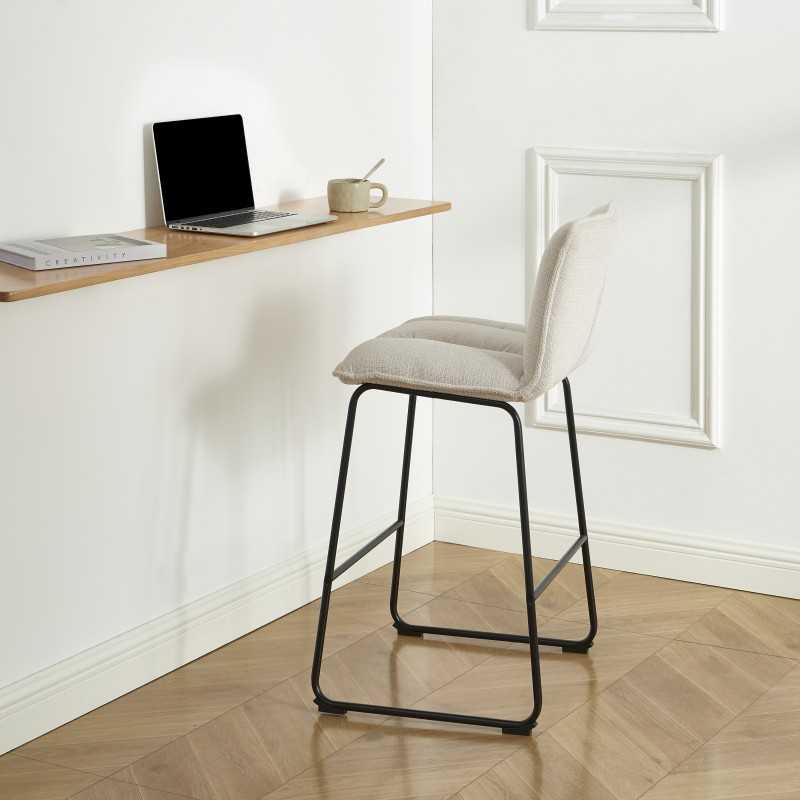 Lot de 2 tabourets ISOLA tissu crème h75cm