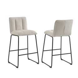 Lot de 2 tabourets ISOLA tissu crème h75cm