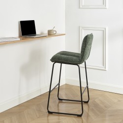 Lot de 2 tabourets ISOLA tissu vert pied h75cm