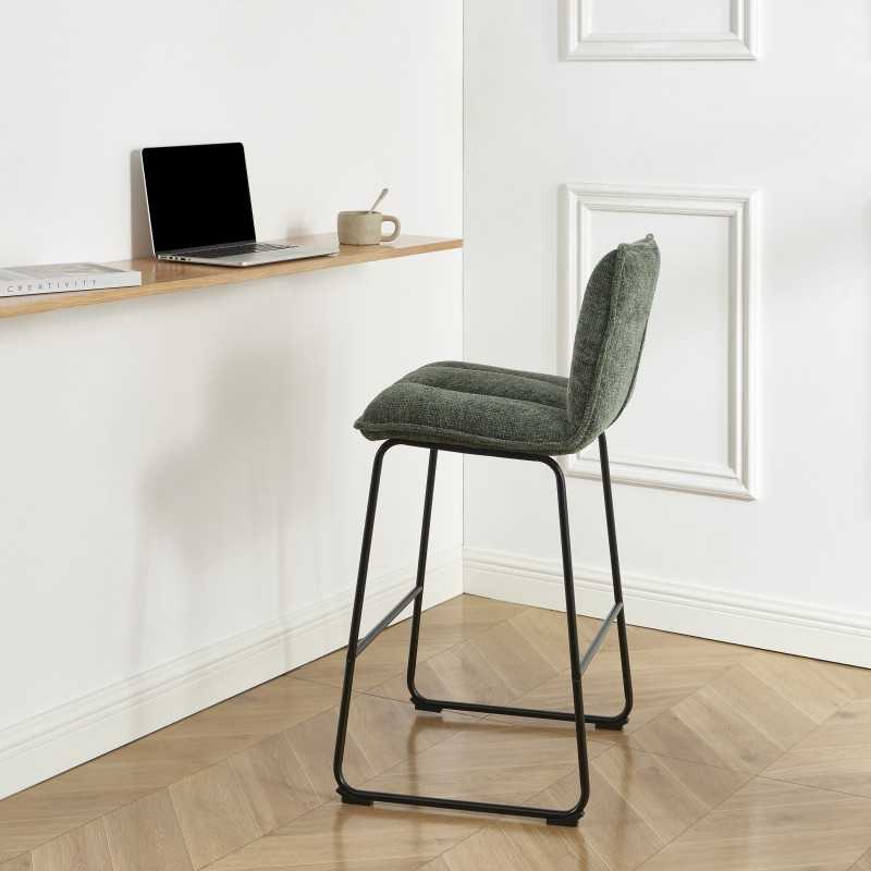 Lot de 2 tabourets ISOLA tissu vert pied h75cm