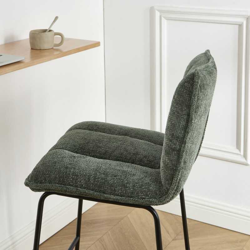 Lot de 2 tabourets ISOLA tissu vert pied h75cm
