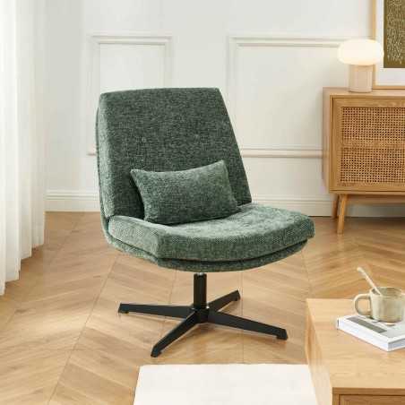 Fauteuil ANTON tissu vert rotatif et inclinable