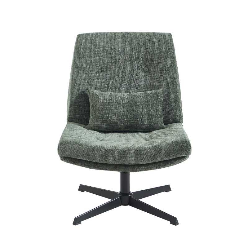 Fauteuil ANTON tissu vert rotatif et inclinable