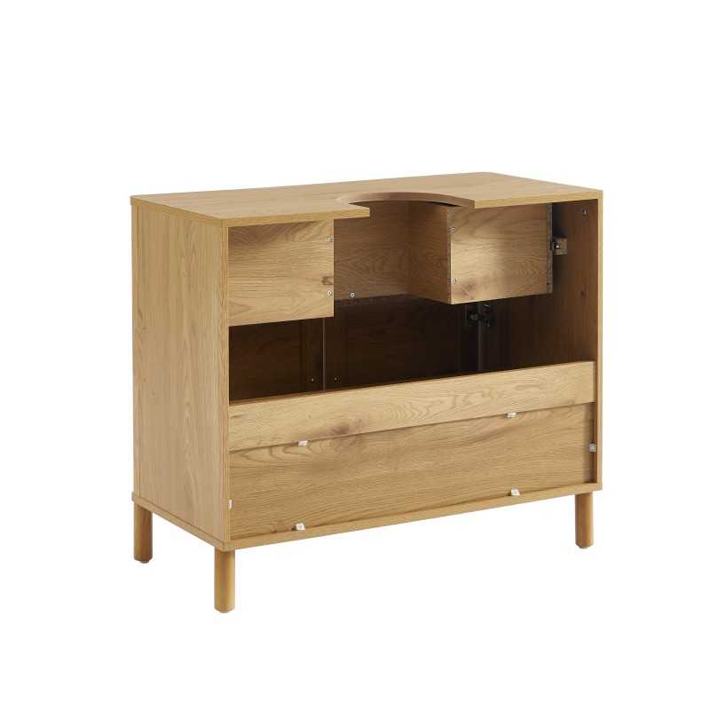 Meuble de salle de bain HAIDA effet chêne et cannage rotin 39,5cm
