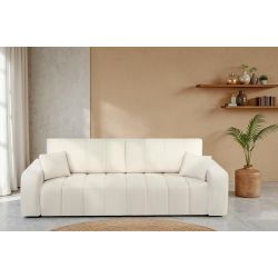 Canapé droit convertible BELEM 3 places tissu chenille écru