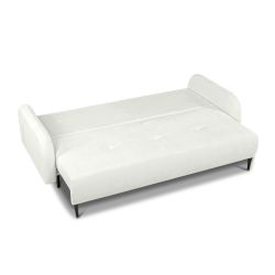 Canapé droit convertible ROTONDO 3 places tissu bouclette écru