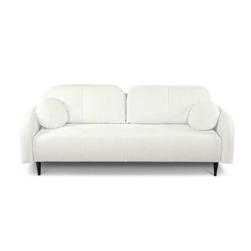 Canapé droit convertible ROTONDO 3 places tissu bouclette écru