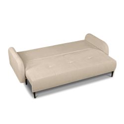 Canapé droit convertible ROTONDO 3 places tissu bouclette grège