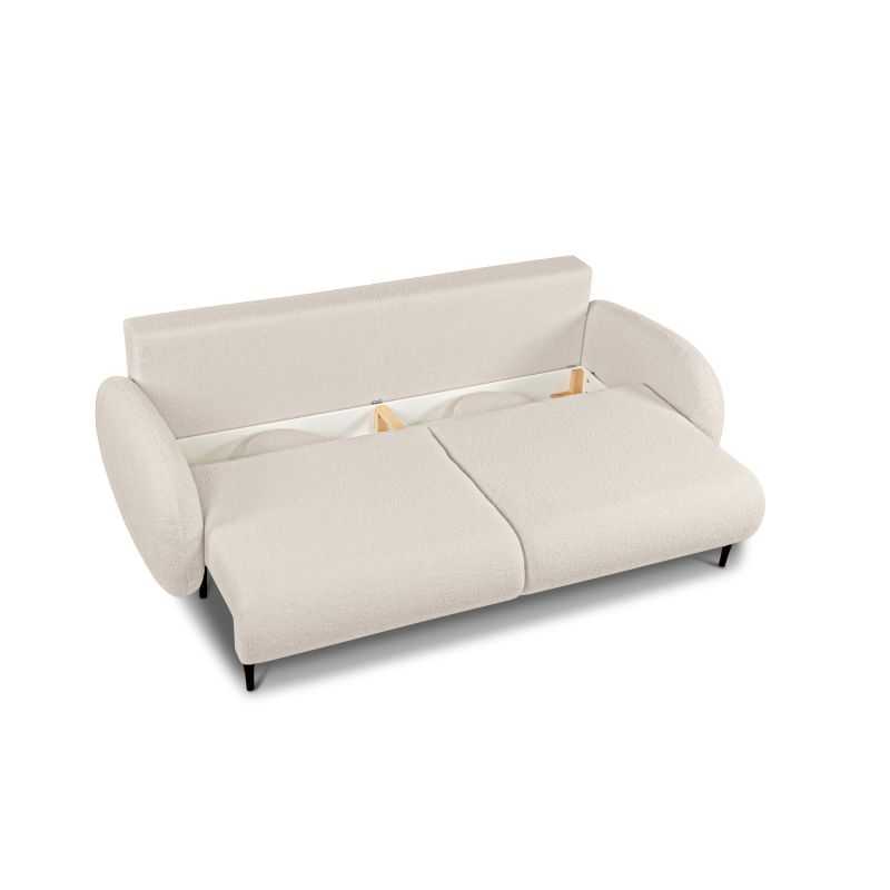 Canapé droit convertible CARINO 3 places tissu bouclette grège