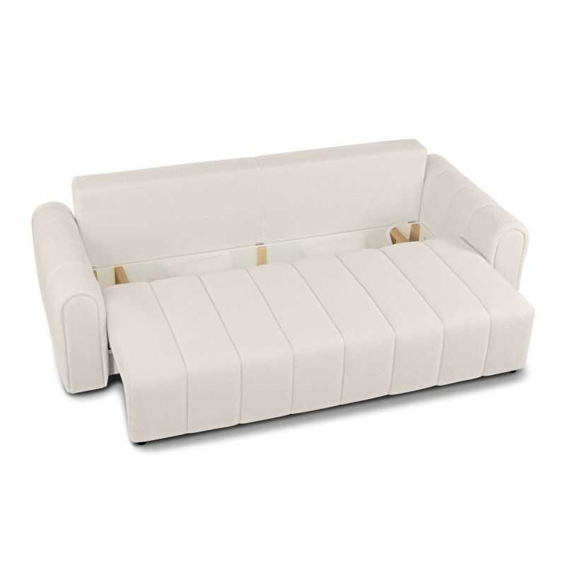 Canapé droit convertible GIORGIO 3 places tissu bouclette grège