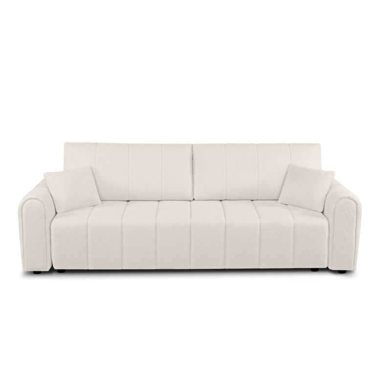 Canapé droit convertible GIORGIO 3 places tissu bouclette grège
