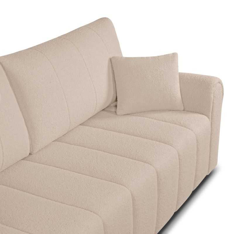 Canapé droit convertible GIORGIO 3 places tissu bouclette taupe