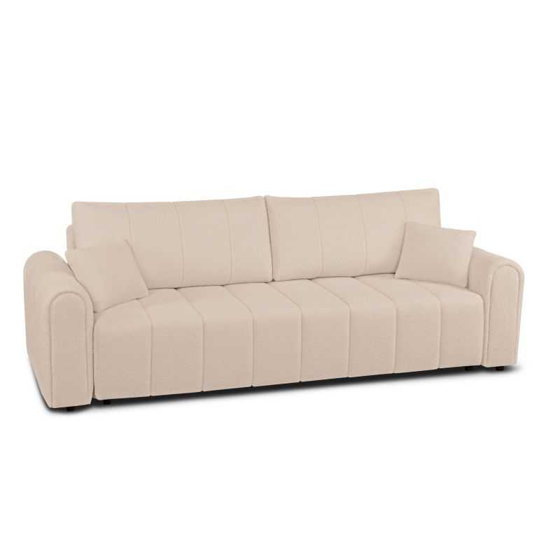 Canapé droit convertible GIORGIO 3 places tissu bouclette taupe