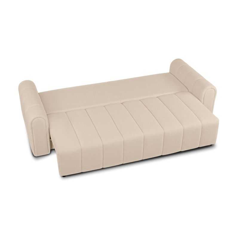 Canapé droit convertible GIORGIO 3 places tissu bouclette taupe