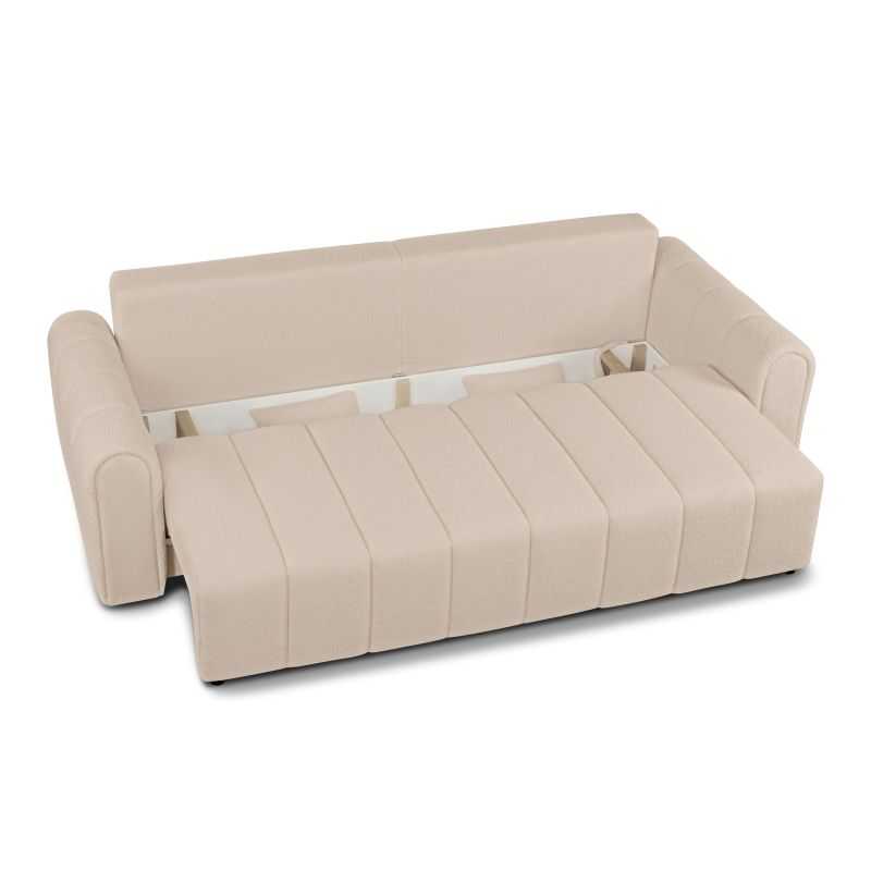 Canapé droit convertible GIORGIO 3 places tissu bouclette taupe