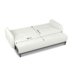 Canapé droit convertible ROTONDO 3 places tissu bouclette écru
