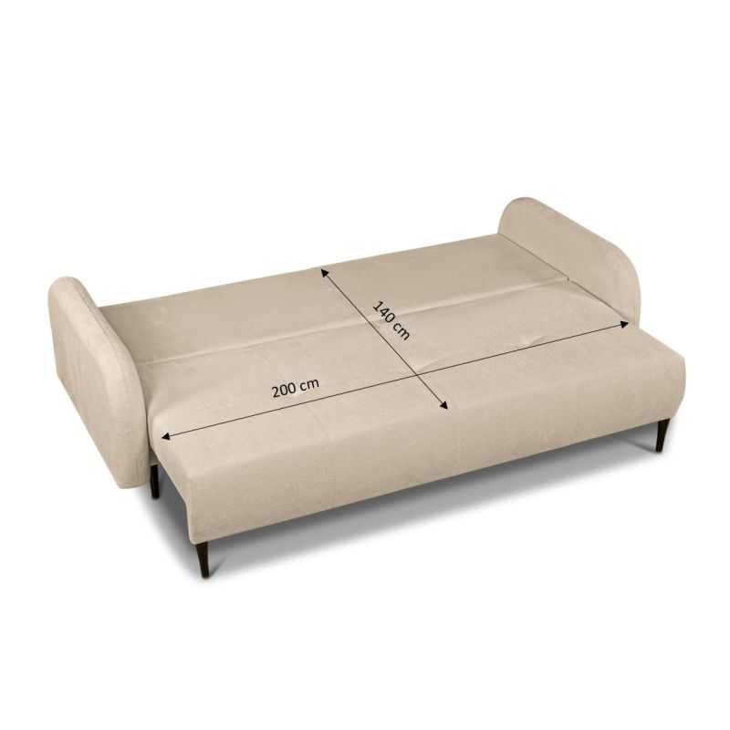 Canapé droit convertible ROTONDO 3 places tissu bouclette grège