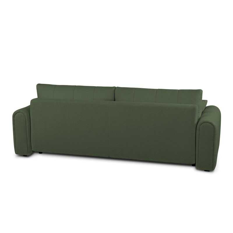 Canapé droit convertible GIORGIO 3 places tissu bouclette vert kaki